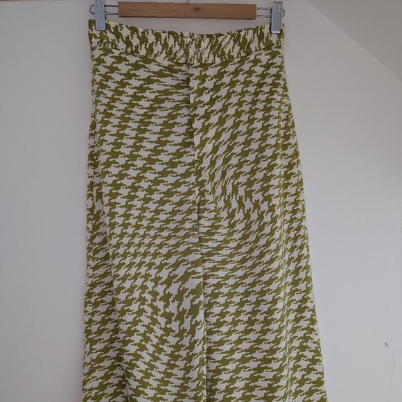 Urban Outfitters Green and White Houndstooth Wide-Leg Pants Size Small - Picture 3 of 7